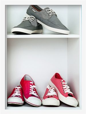 shoes on closet shelves
