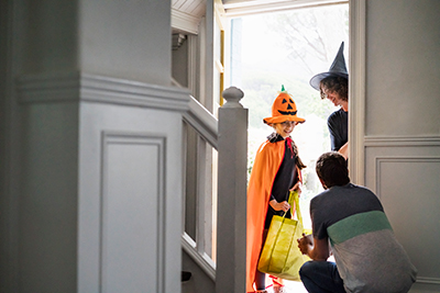 trick-or-treaters at the door