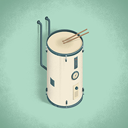 water heater shaped like a drum