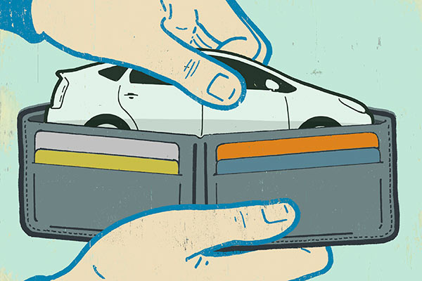 Illustration of car in wallet