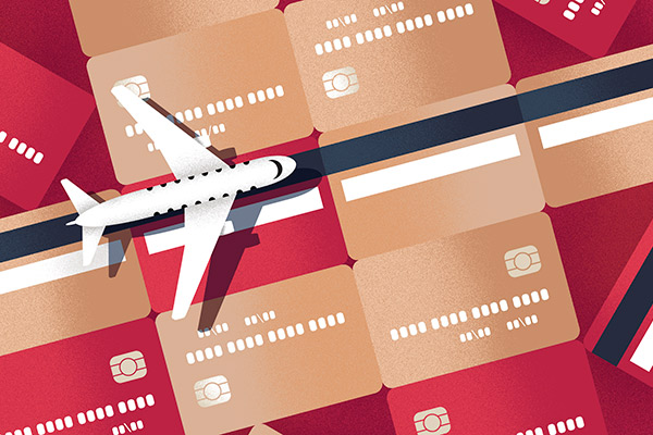 Airplane rolling over credit cards
