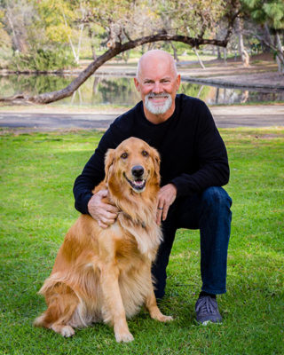 Steve Booth with Henry the Therapy Dog