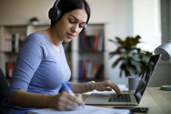 Student student learning at home with online lesson