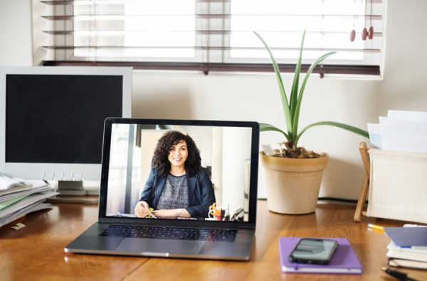 Shot of a businesswoman having a video call on a laptop