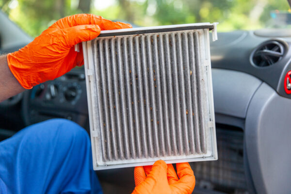 Dirty cabin pollen air filter for a car