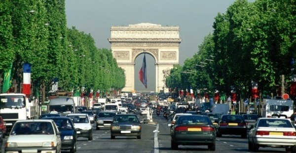 Arc de Triomphe on Avenue des Champs , Paris , France