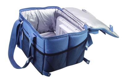 blue, soft-sided cooler