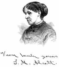 Signed portrait of Louisa May Alcott