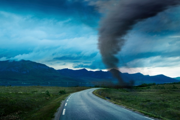 tornado on road